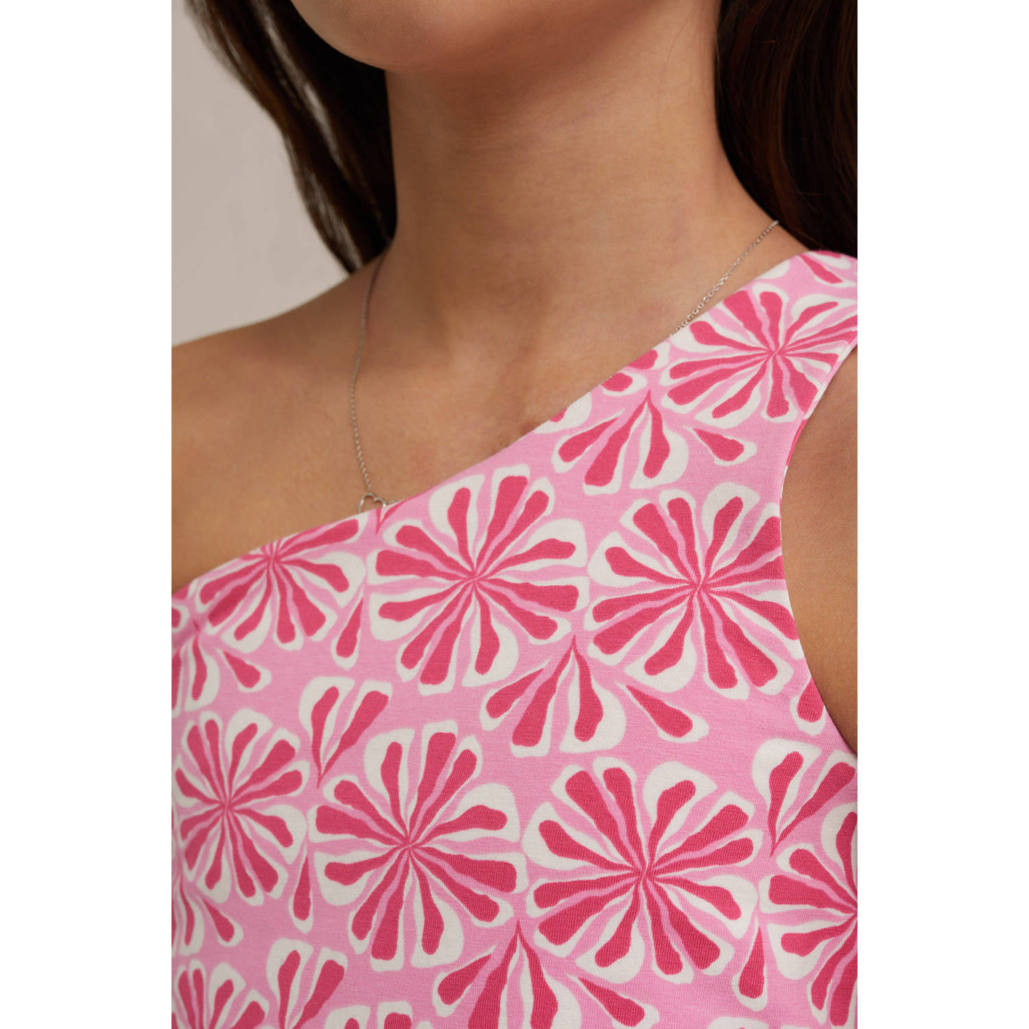 WE Fashion one shoulder top prism pink