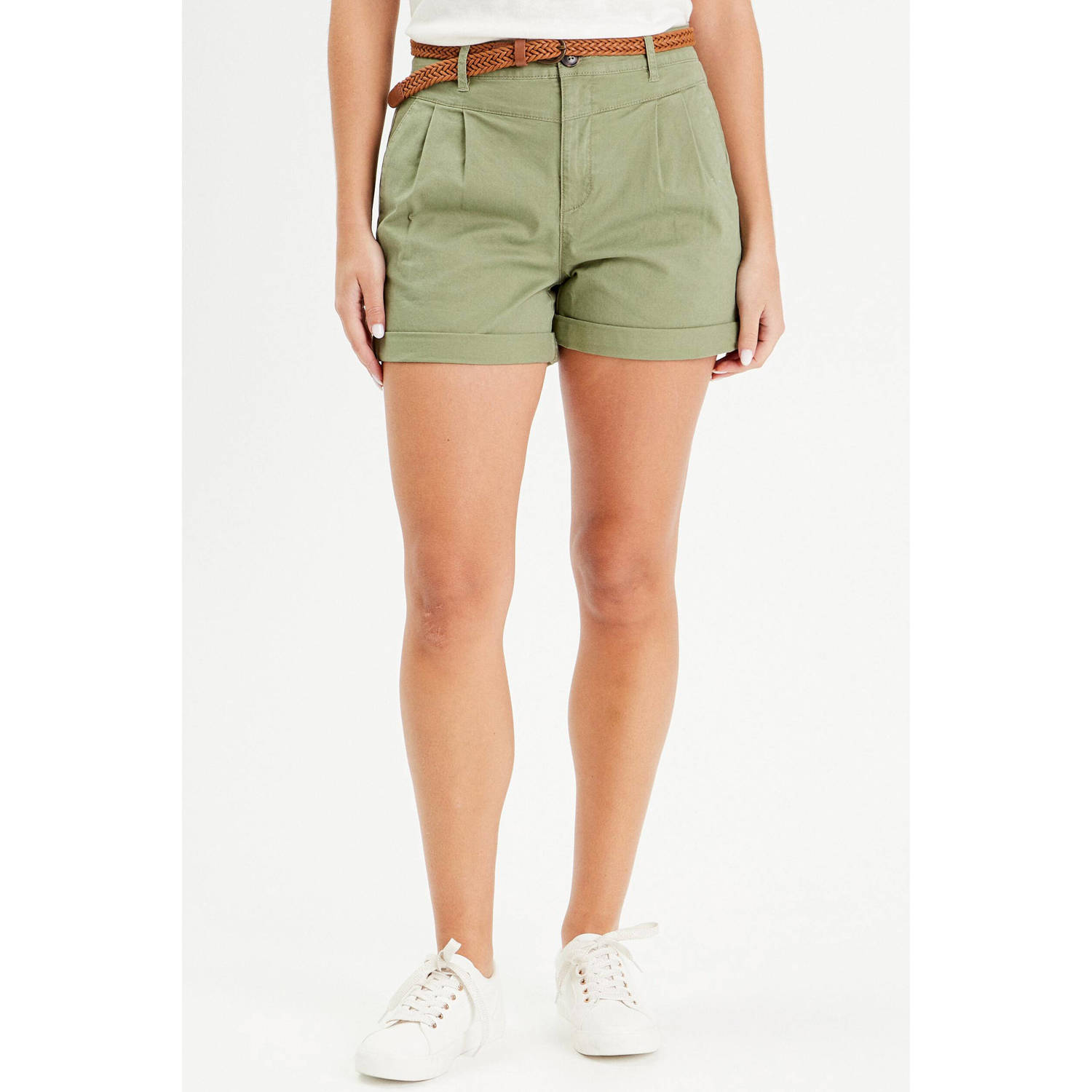 Cache high waist regular fit short groen