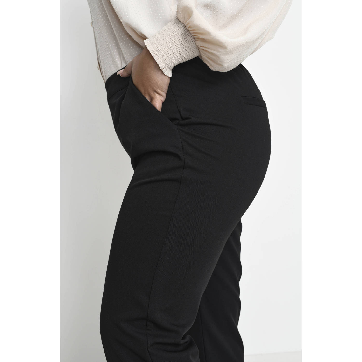 Kaffe Curve Straight-leg Zwarte Diepe Broek Black Dames