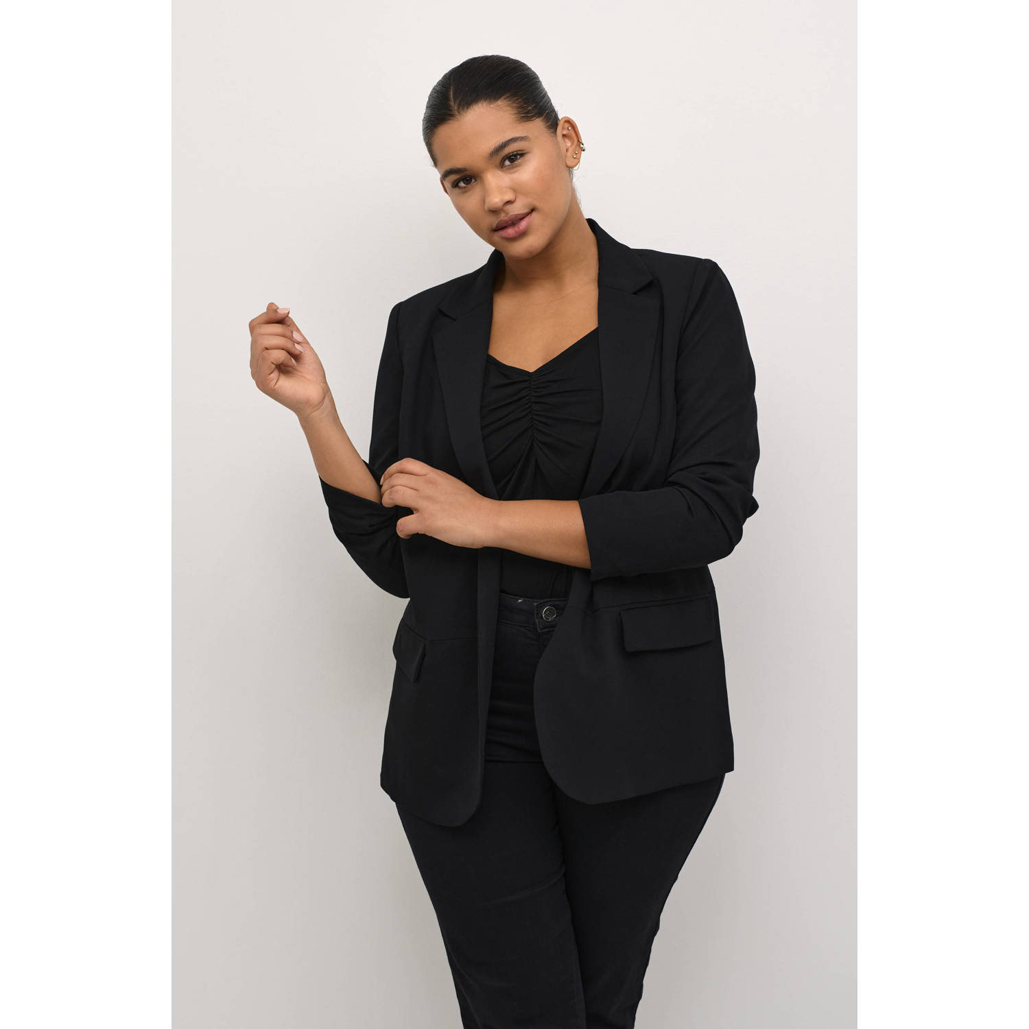 Kaffe Curve rechtvallende blazer zwart