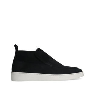 suède enkelboots zwart