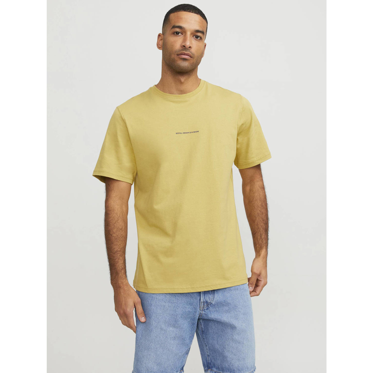 R.D.D. ROYAL DENIM DIVISION oversized T-shirt met printopdruk geel
