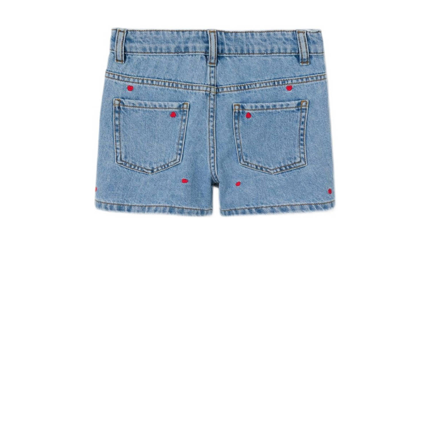 NAME IT KIDS regular fit denim short NKFBELLA met hartjes light blue denim