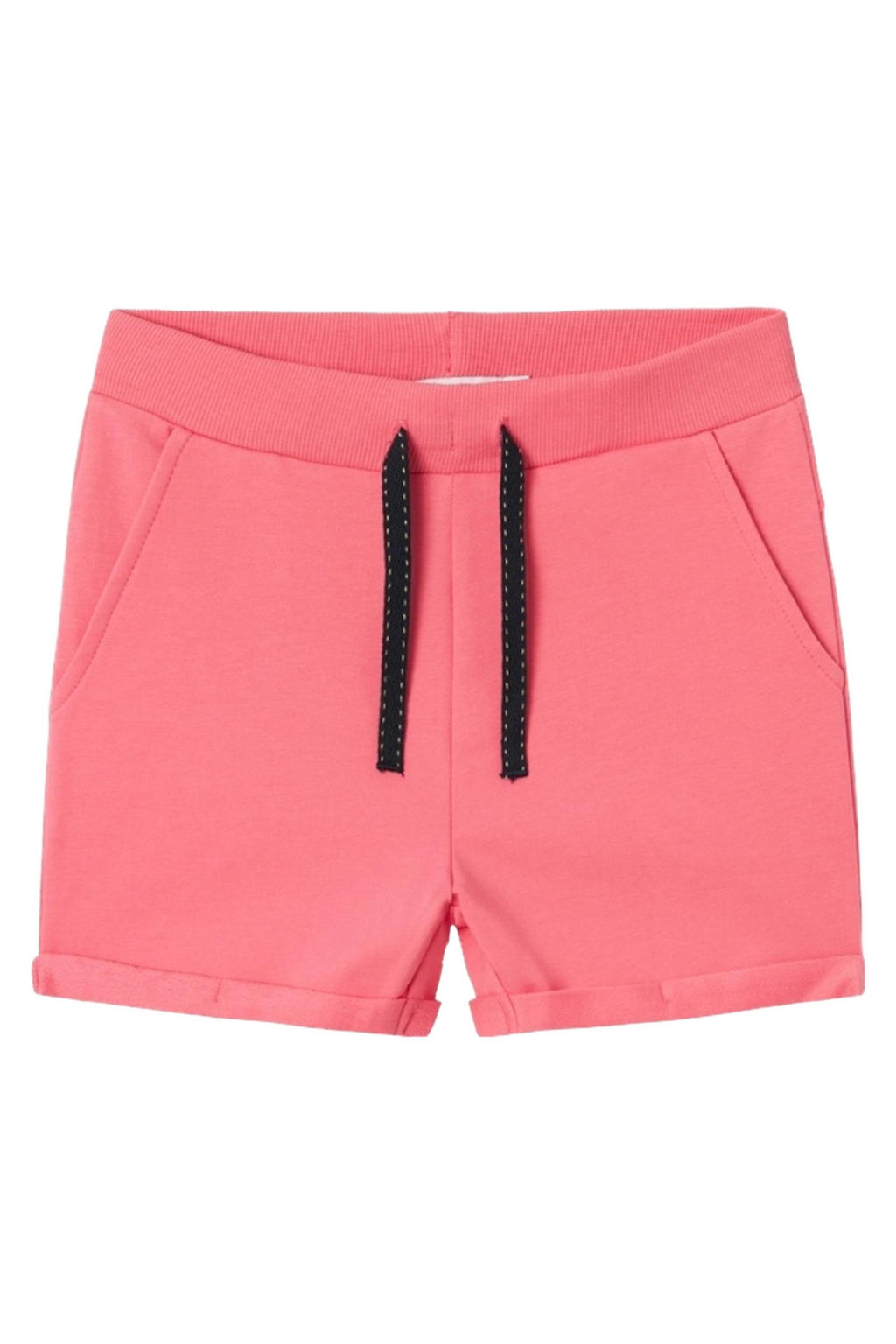 Roze meisjes NAME IT KIDS casual short van sweat materiaal met regular waist, elastische tailleband met koord en effen