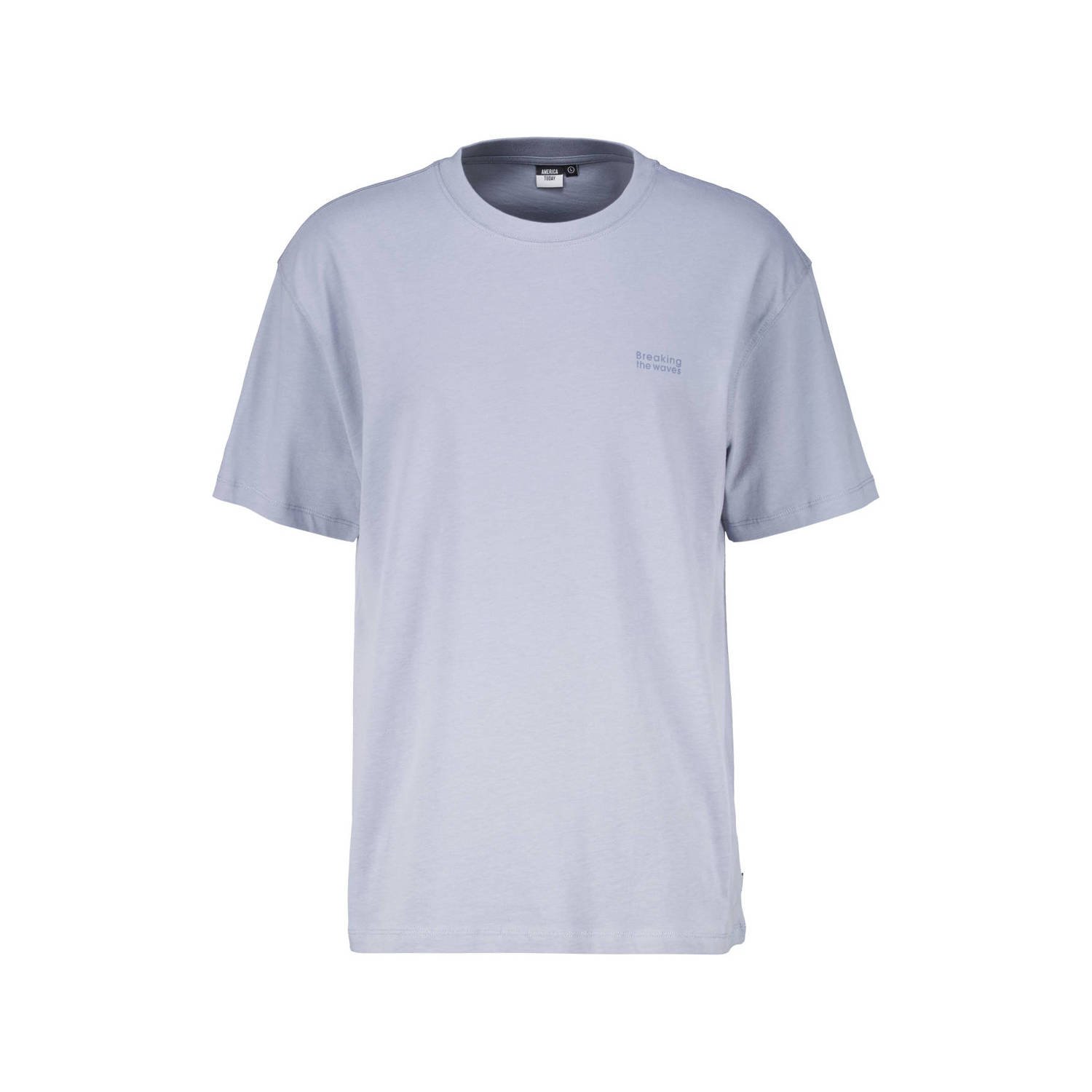 America Today T-shirt Esper met backprint washed blue