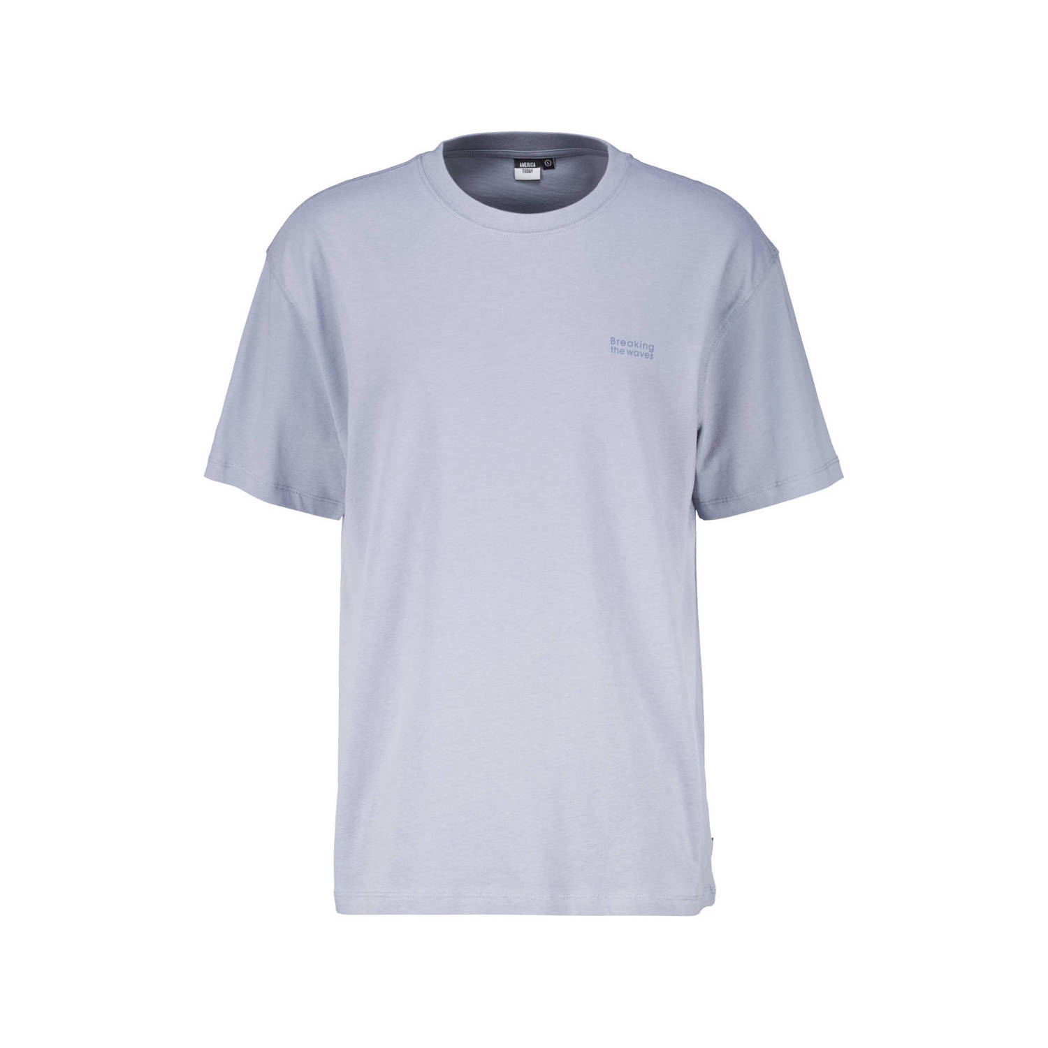 America Today T-shirt Esper met backprint washed blue