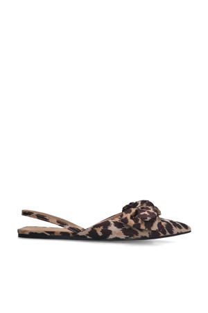 slingback loafers met panterprint beige/bruin