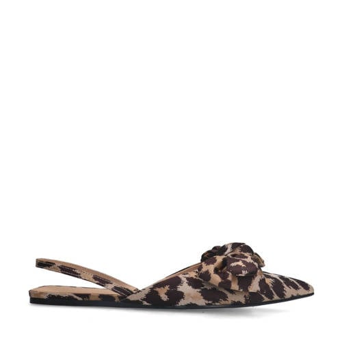 Sacha slingback loafers met panterprint beige/bruin afbeelding