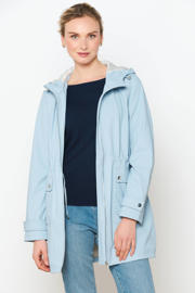 thumbnail: Lichtblauwe dames LOLALIZA regenjas van polyester met effen, lange mouwen, capuchon en ritssluiting