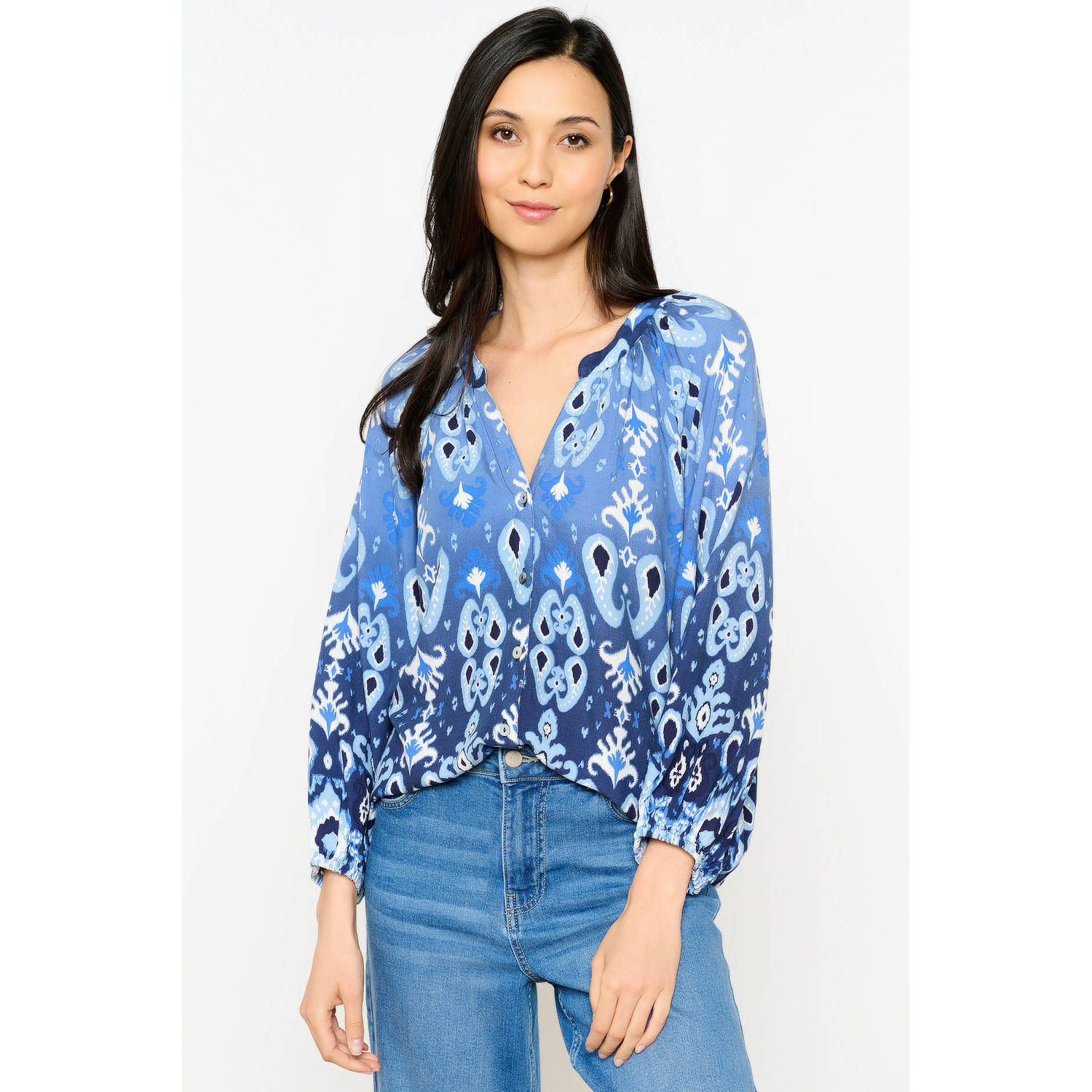LOLALIZA blouse met all over print blauw
