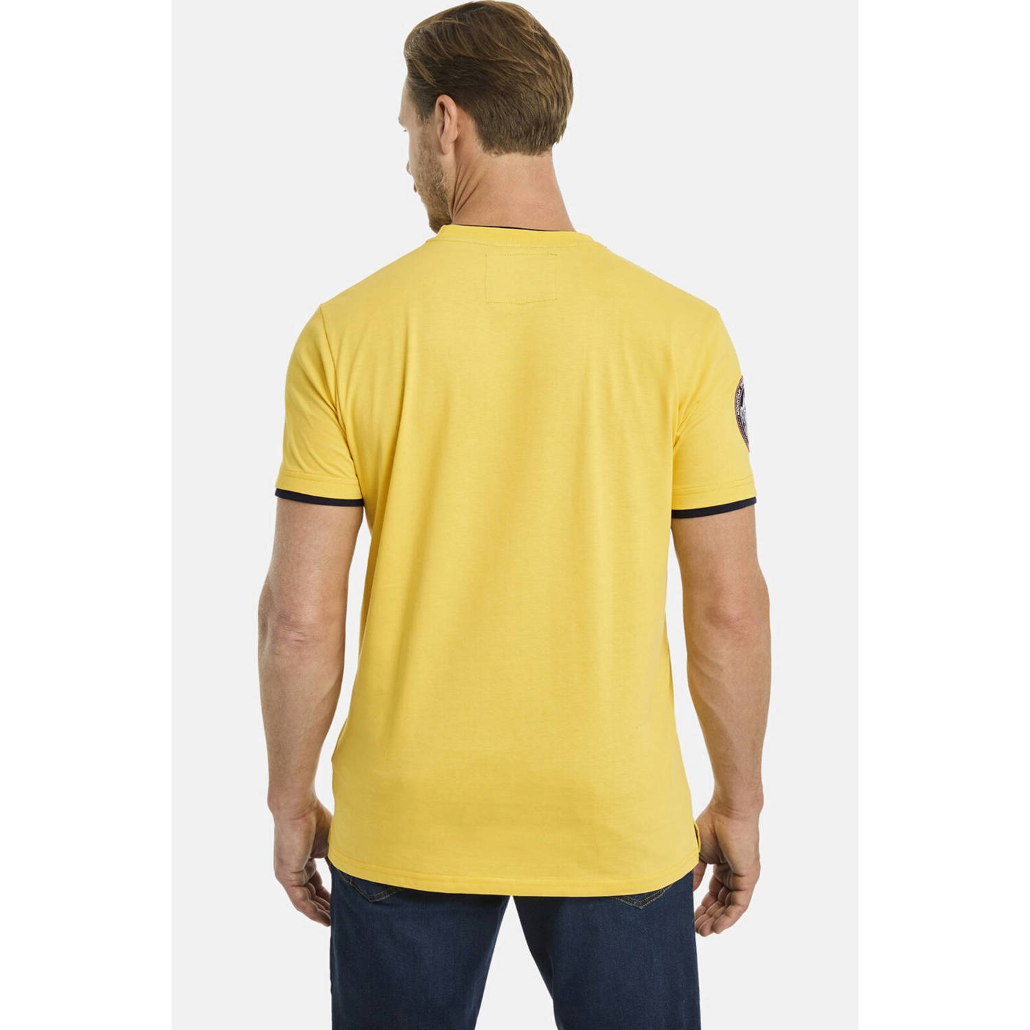 Jan Vanderstorm oversized T-shirt SÖLVE Plus Size met printopdruk geel