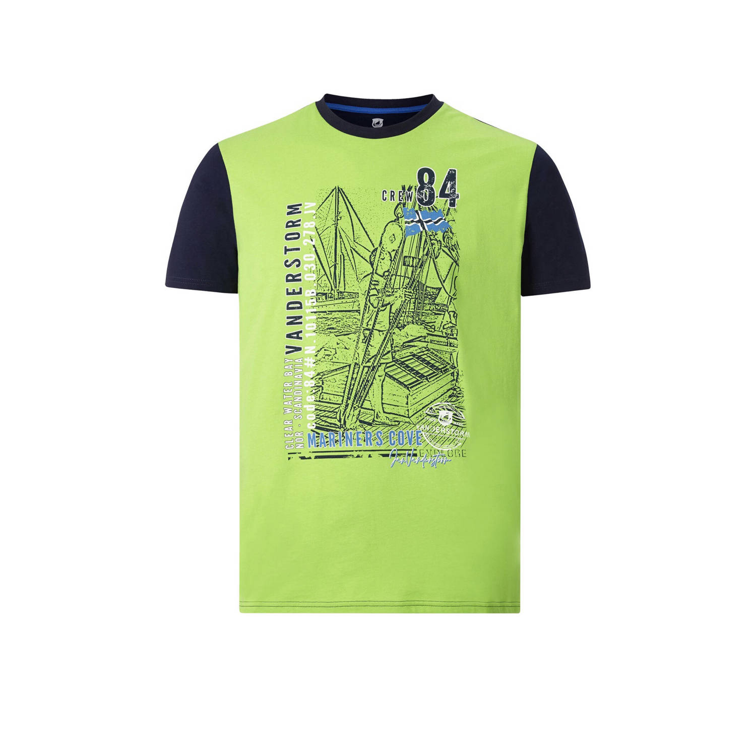 Jan Vanderstorm oversized T-shirt KASPERI Plus Size met printopdruk groen