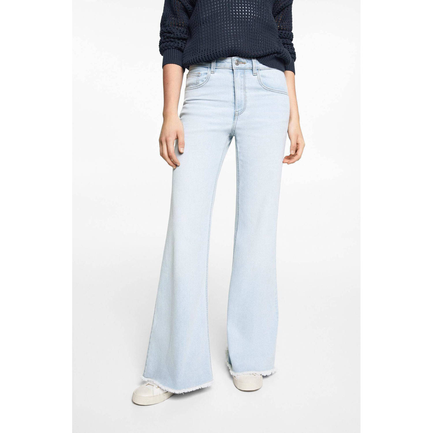 Mango Kids high waist flared jeans light blue denim