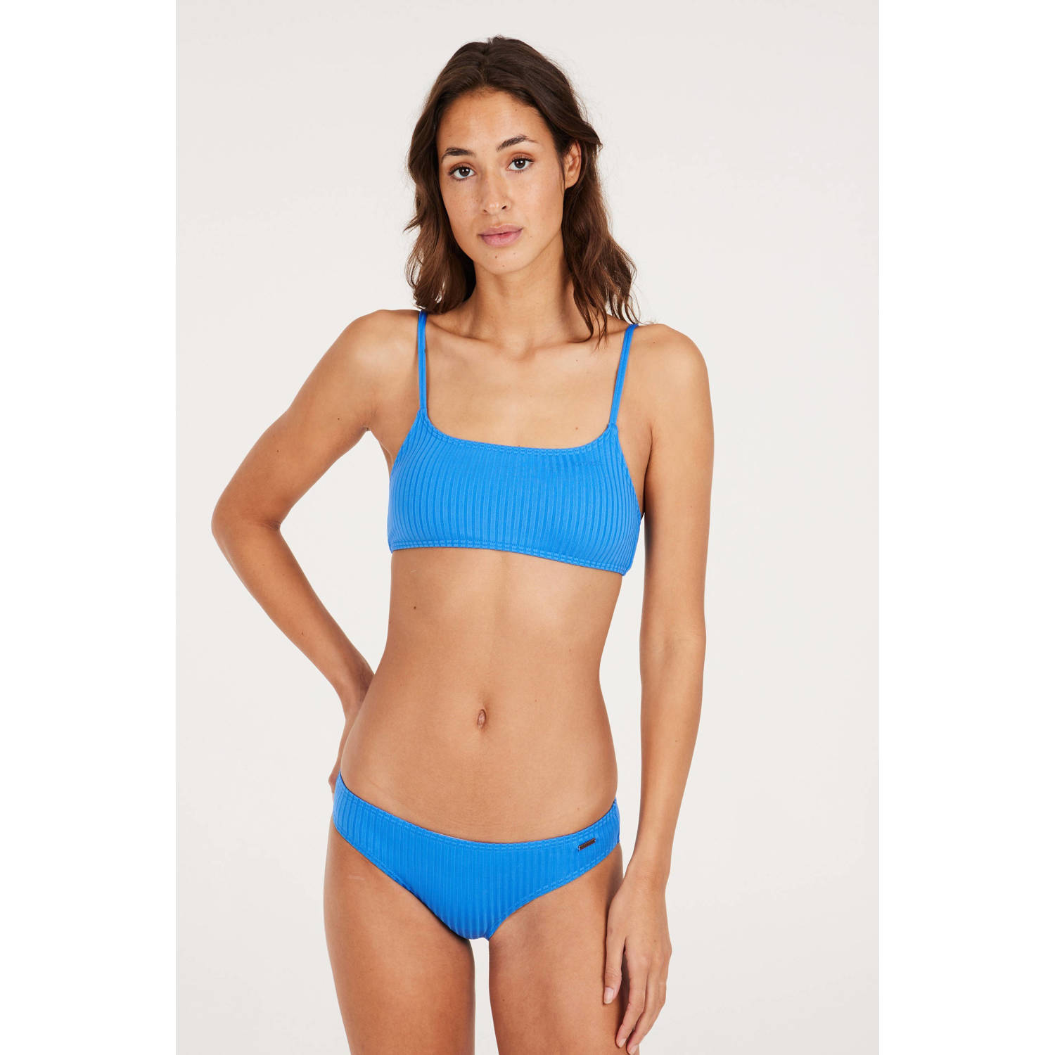 Protest voorgevormde crop bikinitop MIXRUBY met ribstructuur blauw