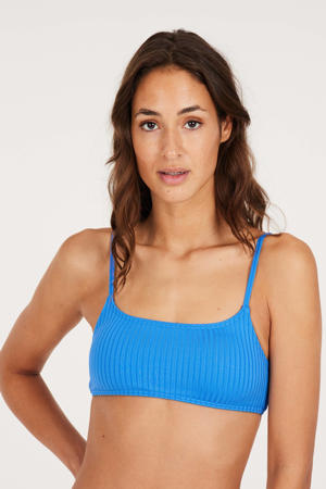 voorgevormde crop bikinitop MIXRUBY met ribstructuur blauw