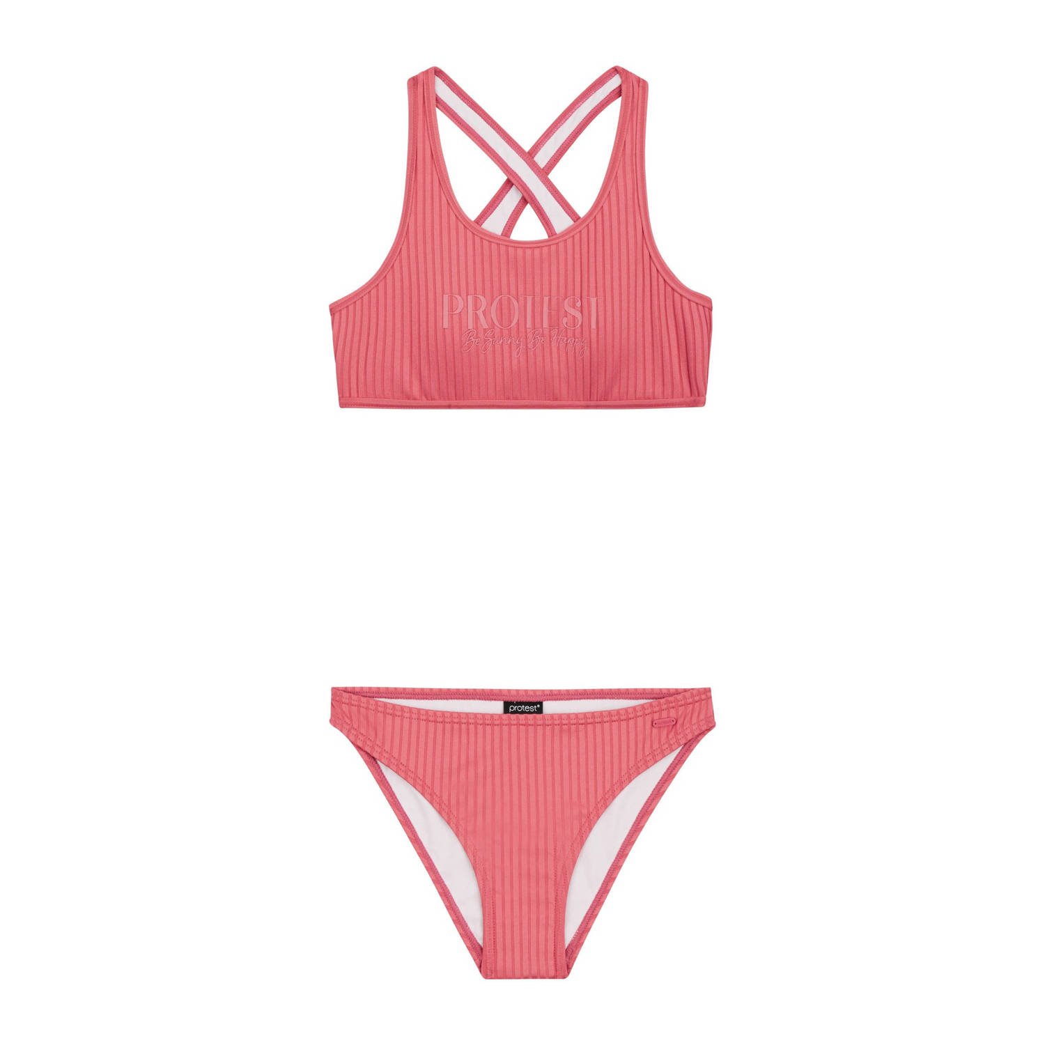 Protest crop bikini PRTMOON JR roze Meisjes Polyester Streep 140