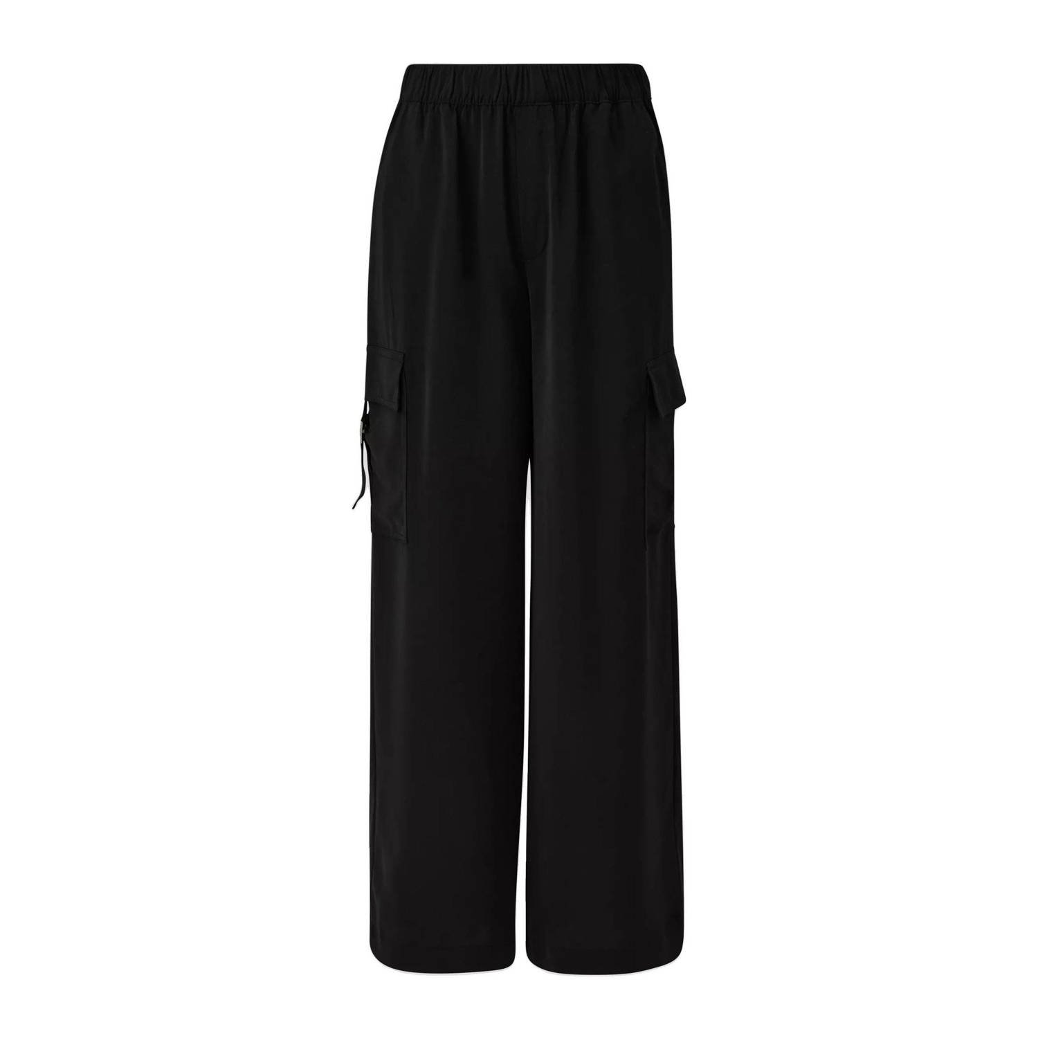 Q S by s.Oliver wide leg cargobroek zwart