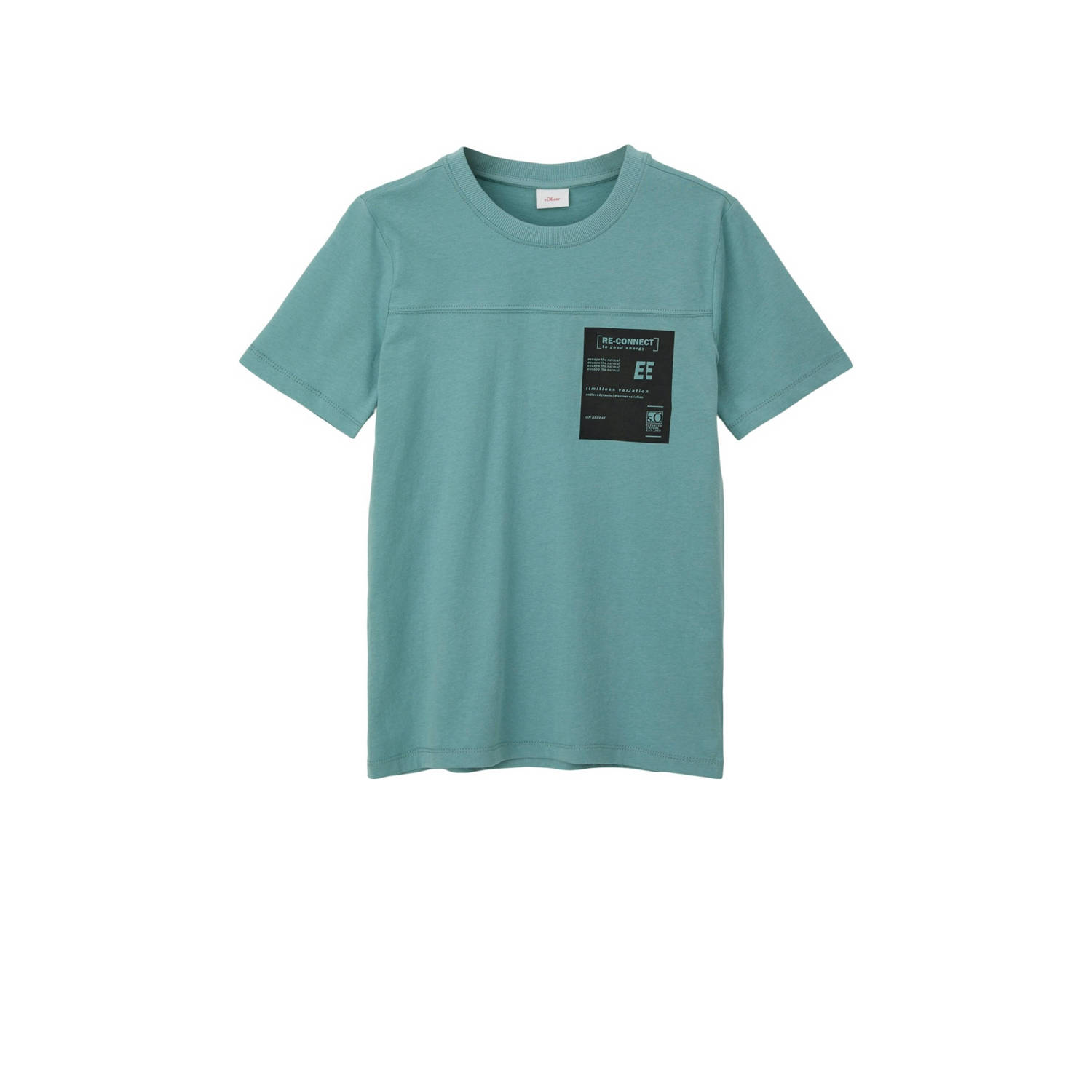 S.Oliver T-shirt petrol Blauw Jongens Katoen Ronde hals Effen 134 140