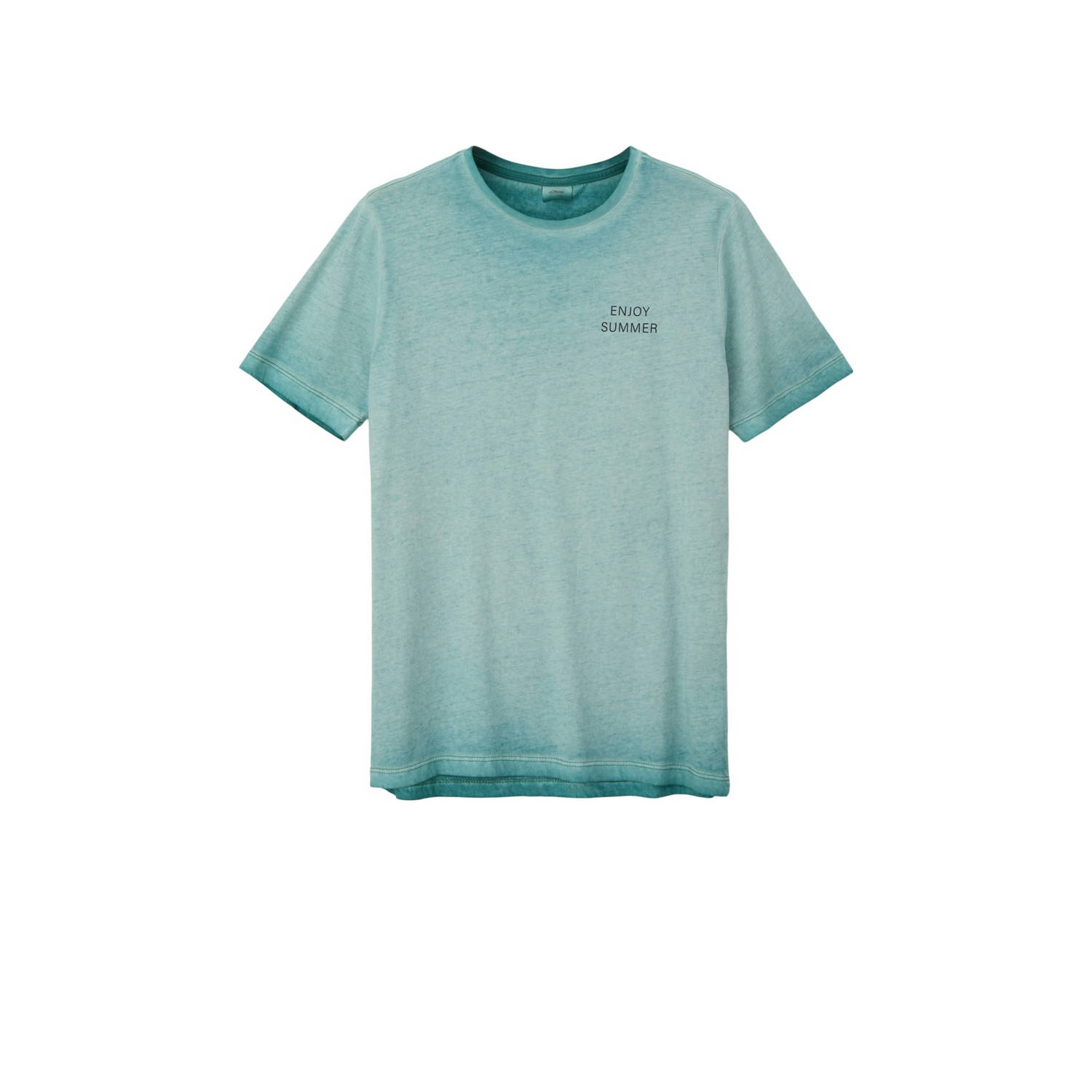 S.Oliver T-shirt petrol Blauw Jongens Katoen Ronde hals Effen 146 152