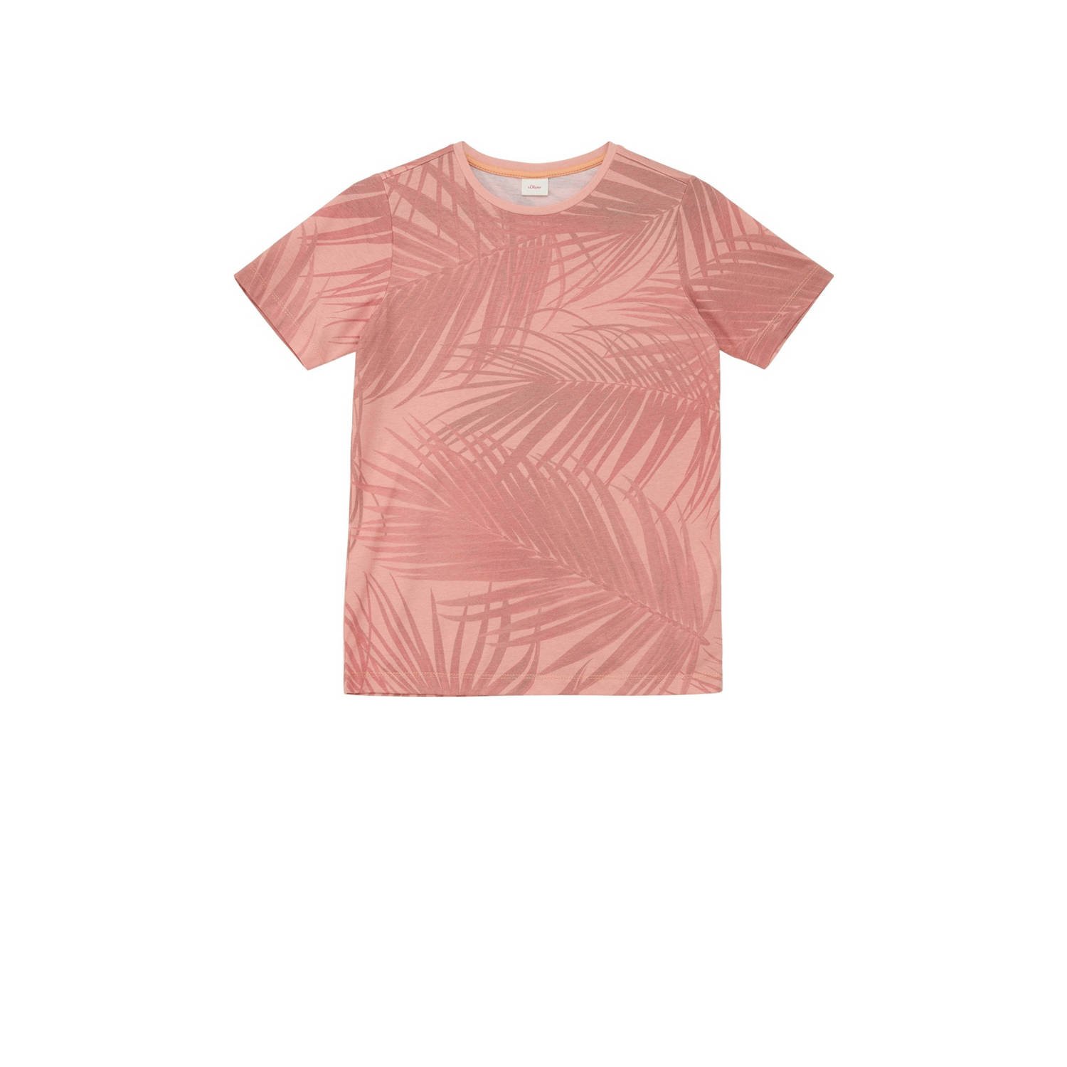 S.Oliver T-shirt met bladprint rood Jongens Polyester Ronde hals Blad 140