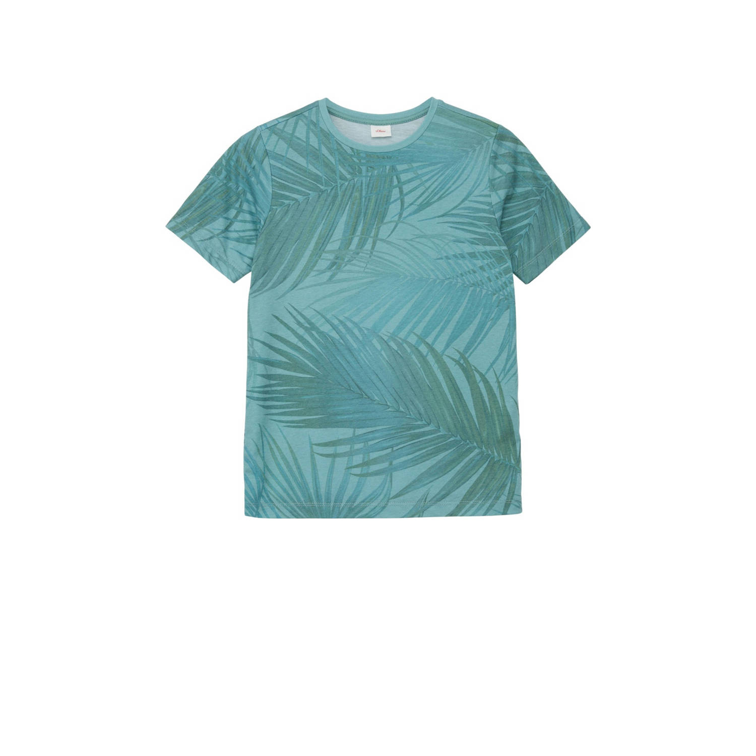 s.Oliver T-shirt met bladprint blauw