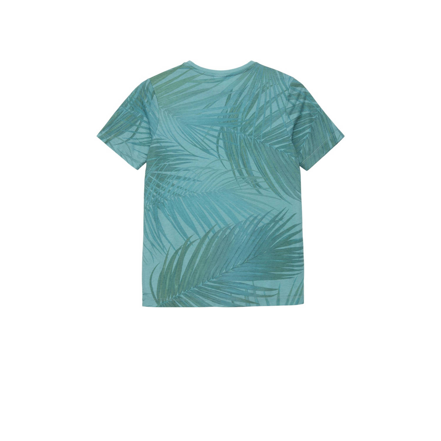 S.Oliver T-shirt met bladprint blauw Jongens Polyester Ronde hals Blad 134 140