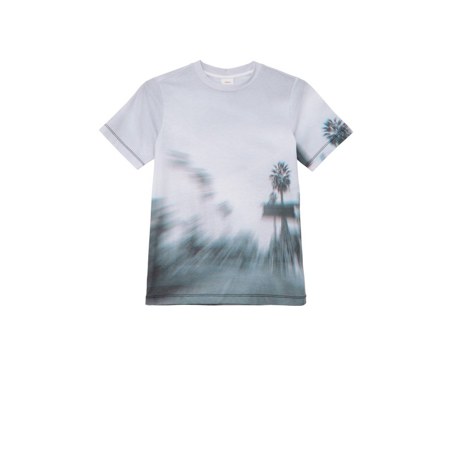 S.Oliver T-shirt met all over print wit Jongens Polyester Ronde hals All over print 134 140