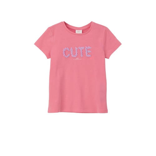 s.Oliver T-shirt met tekst roze