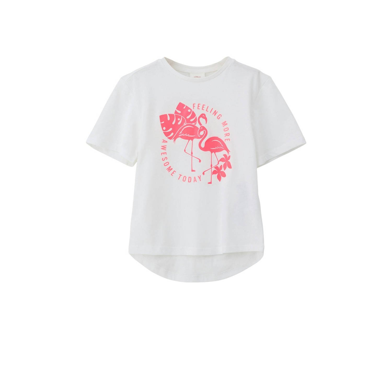 S.Oliver T-shirt met printopdruk Wit Meisjes Polyester Ronde hals Printopdruk 116 122