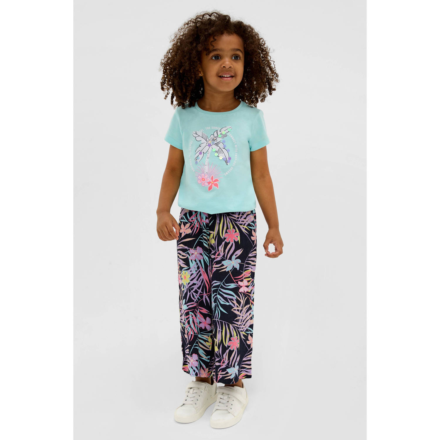 s.Oliver broek met all over print donkerblauw