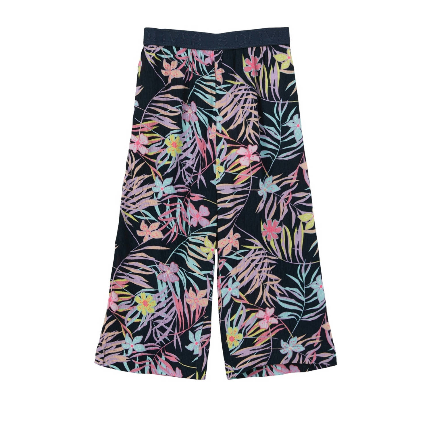 s.Oliver broek met all over print donkerblauw