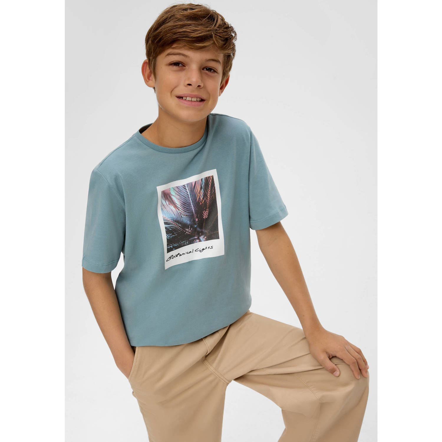 s.Oliver T-shirt met printopdruk petrol