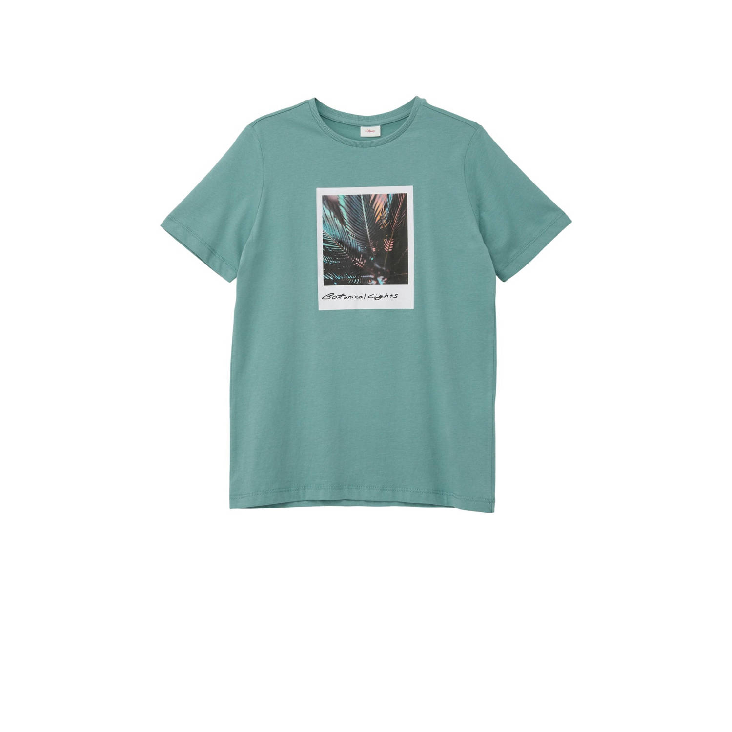 S.Oliver T-shirt met printopdruk petrol Blauw Jongens Katoen Ronde hals 134 140