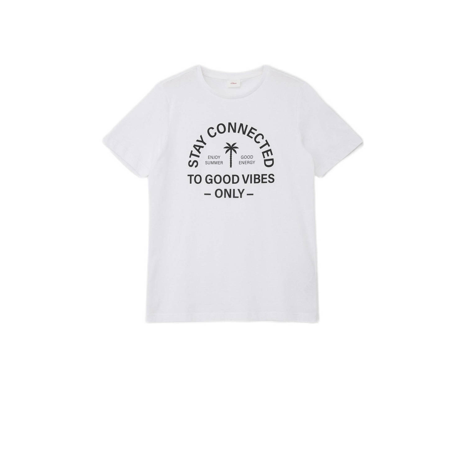 S.Oliver T-shirt met printopdruk wit Jongens Katoen Ronde hals Printopdruk 134 140