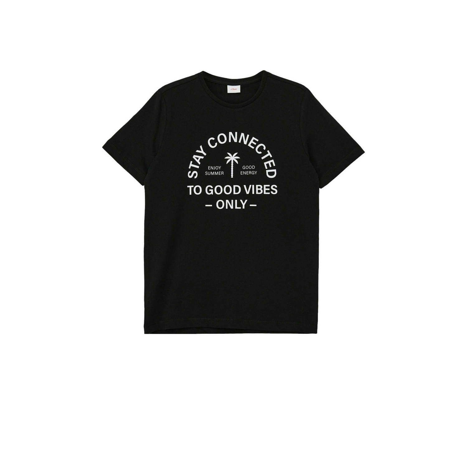 S.Oliver T-shirt met printopdruk zwart Jongens Katoen Ronde hals Printopdruk 134 140