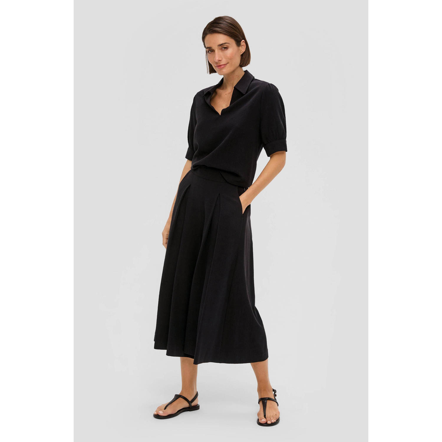 s.Oliver BLACK LABEL wide leg culotte zwart