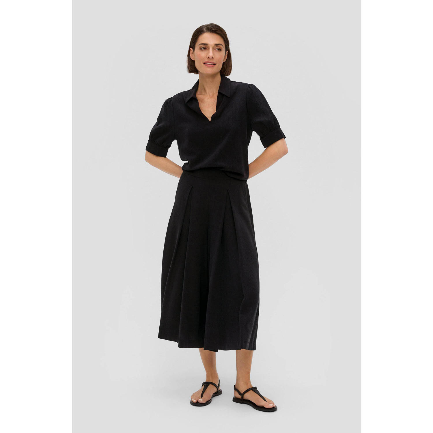 s.Oliver BLACK LABEL wide leg culotte zwart
