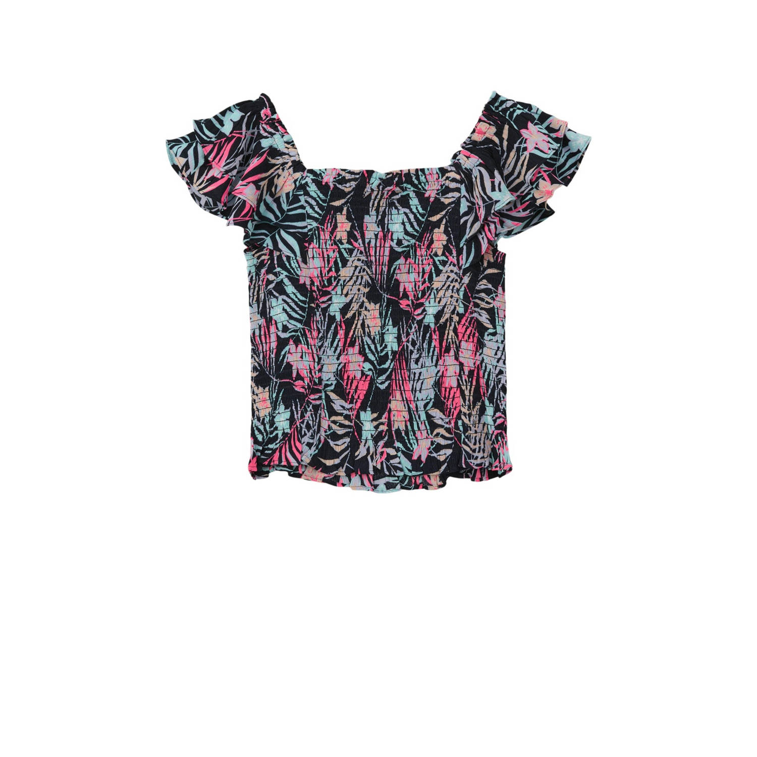 s.Oliver top met all over print en ruches multicolor