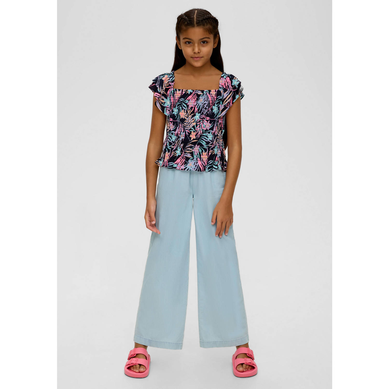 s.Oliver top met all over print en ruches multicolor