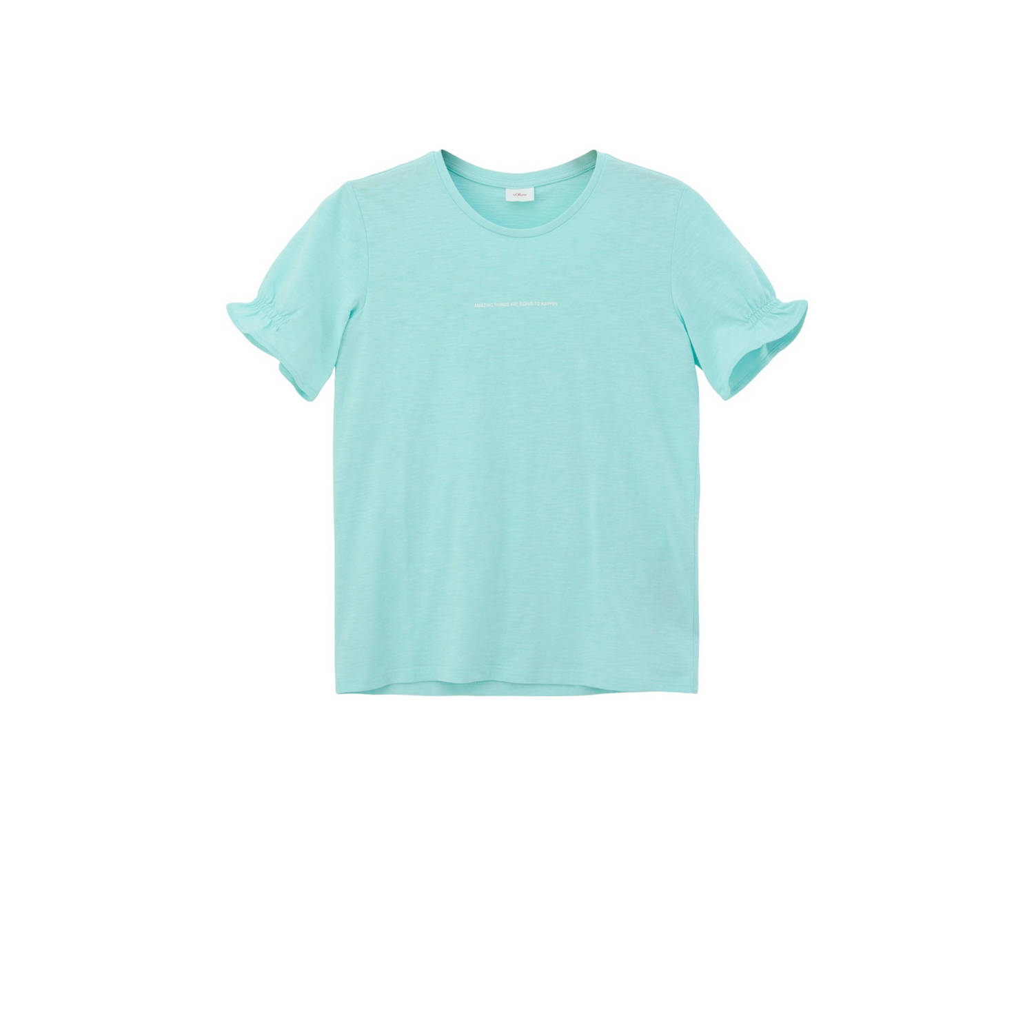 S.Oliver T-shirt blauw Meisjes Katoen Ronde hals Effen 152