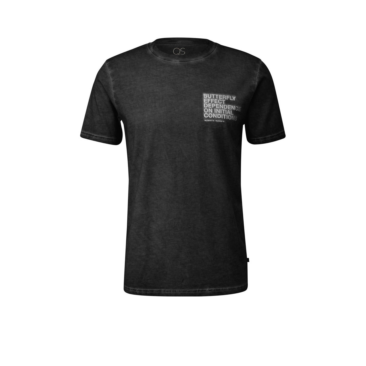 Q S by s.Oliver regular fit T-shirt met printopdruk zwart