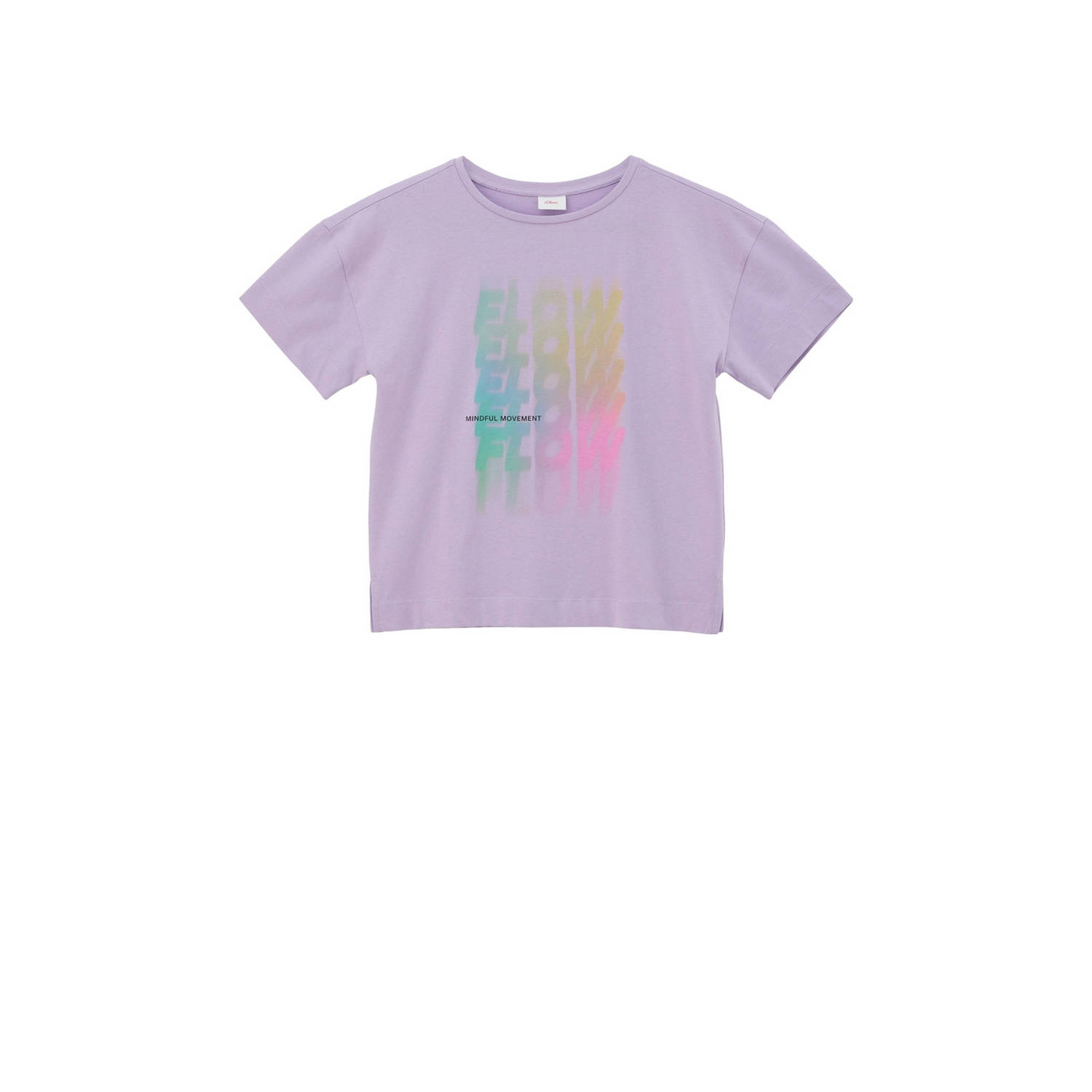S.Oliver T-shirt met printopdruk lila Paars Meisjes Katoen Ronde hals Printopdruk 140