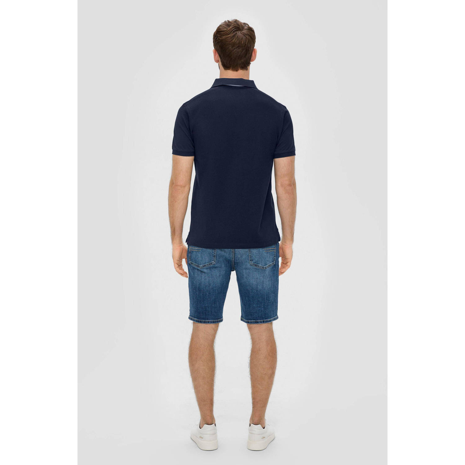 S.Oliver regular fit polo met printopdruk donkerblauw