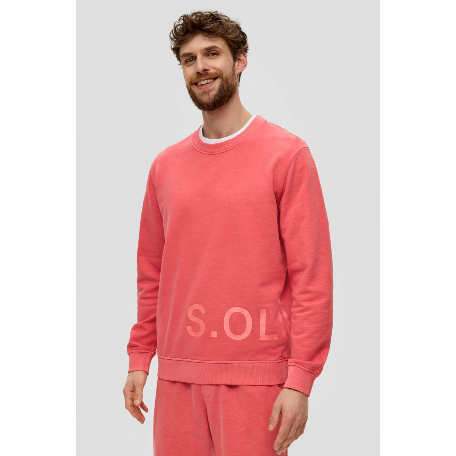 s.Oliver sweater met printopdruk roze