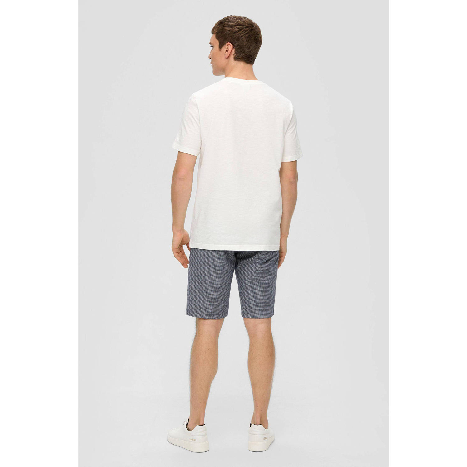 s.Oliver geruite regular fit short blauw
