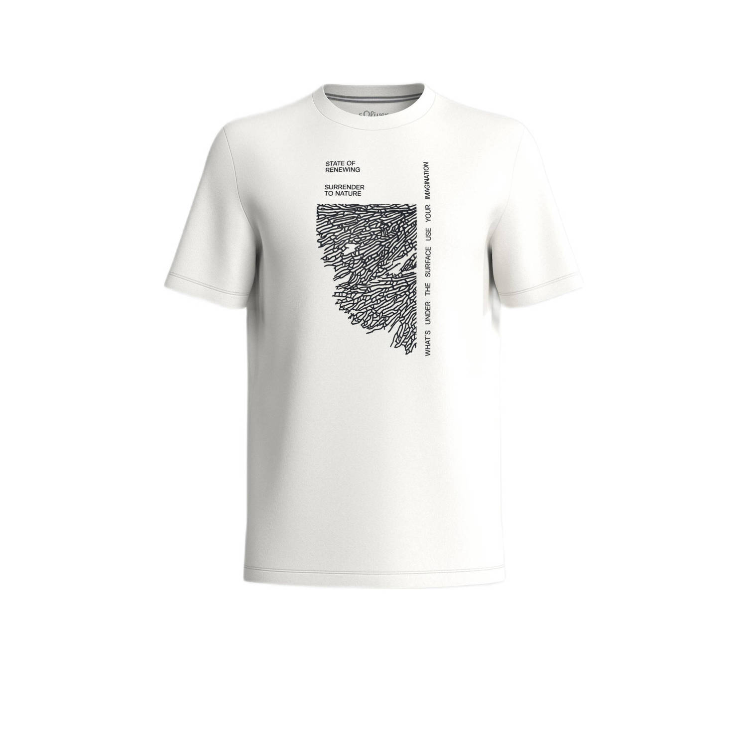 S.Oliver slim fit T-shirt met printopdruk wit