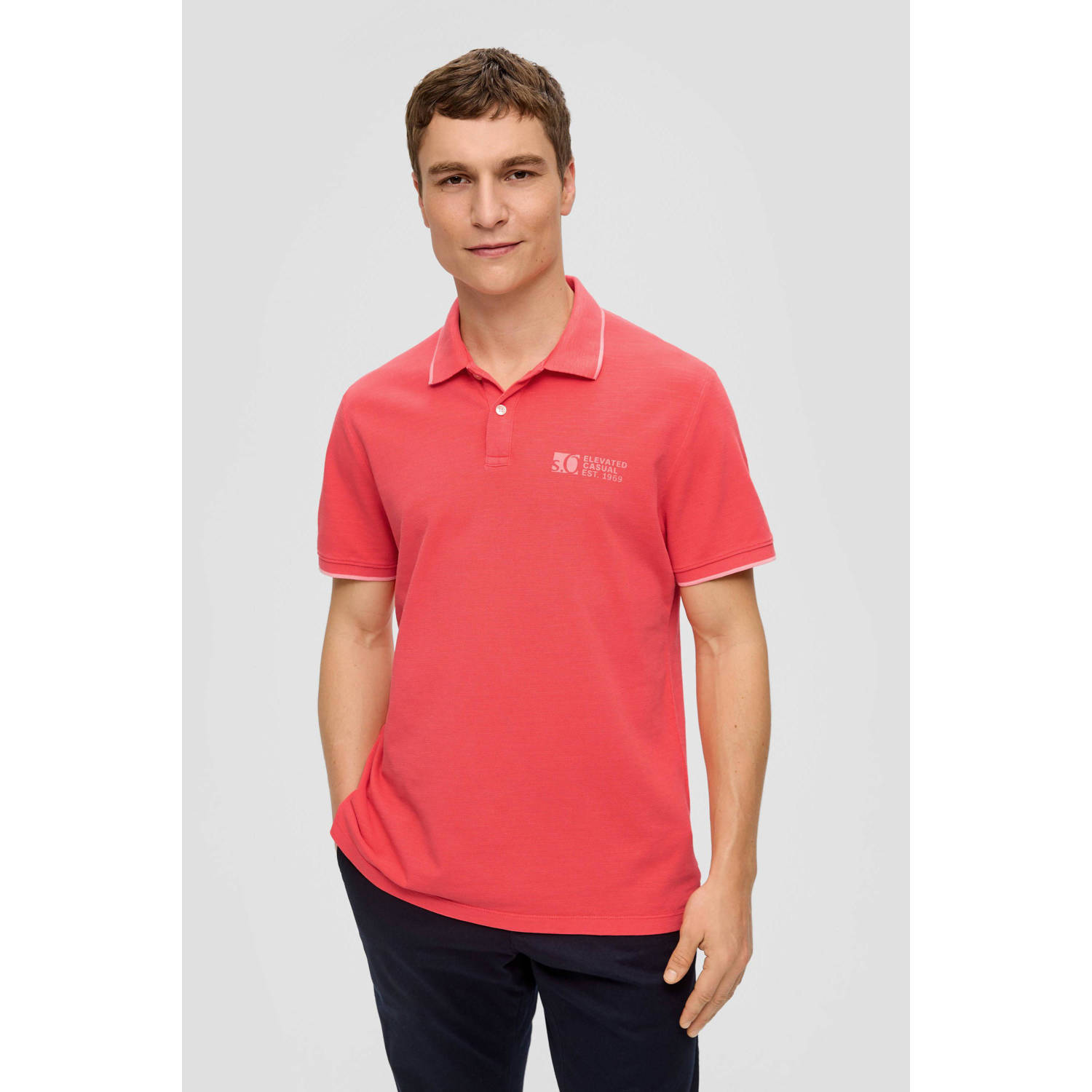 s.Oliver regular fit polo met printopdruk roze