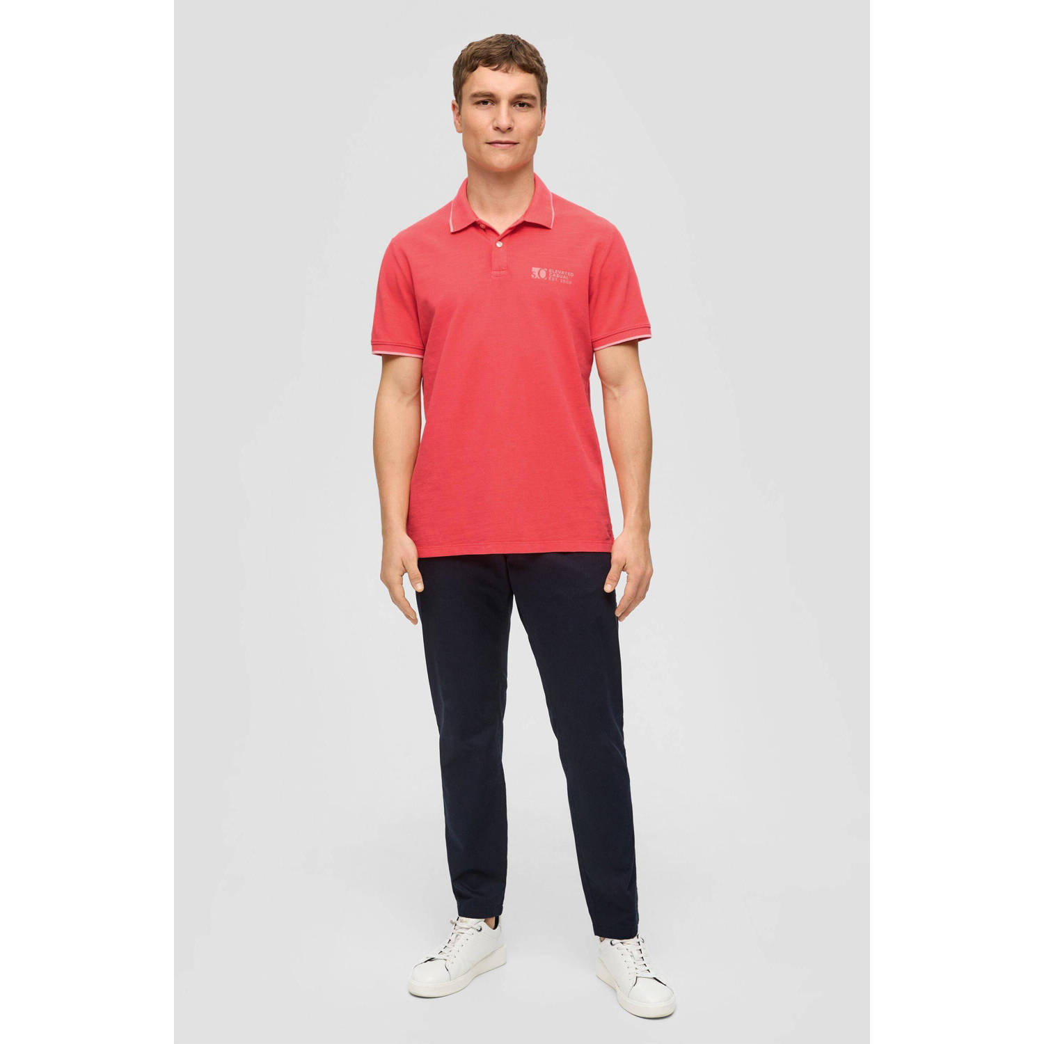 s.Oliver regular fit polo met printopdruk roze