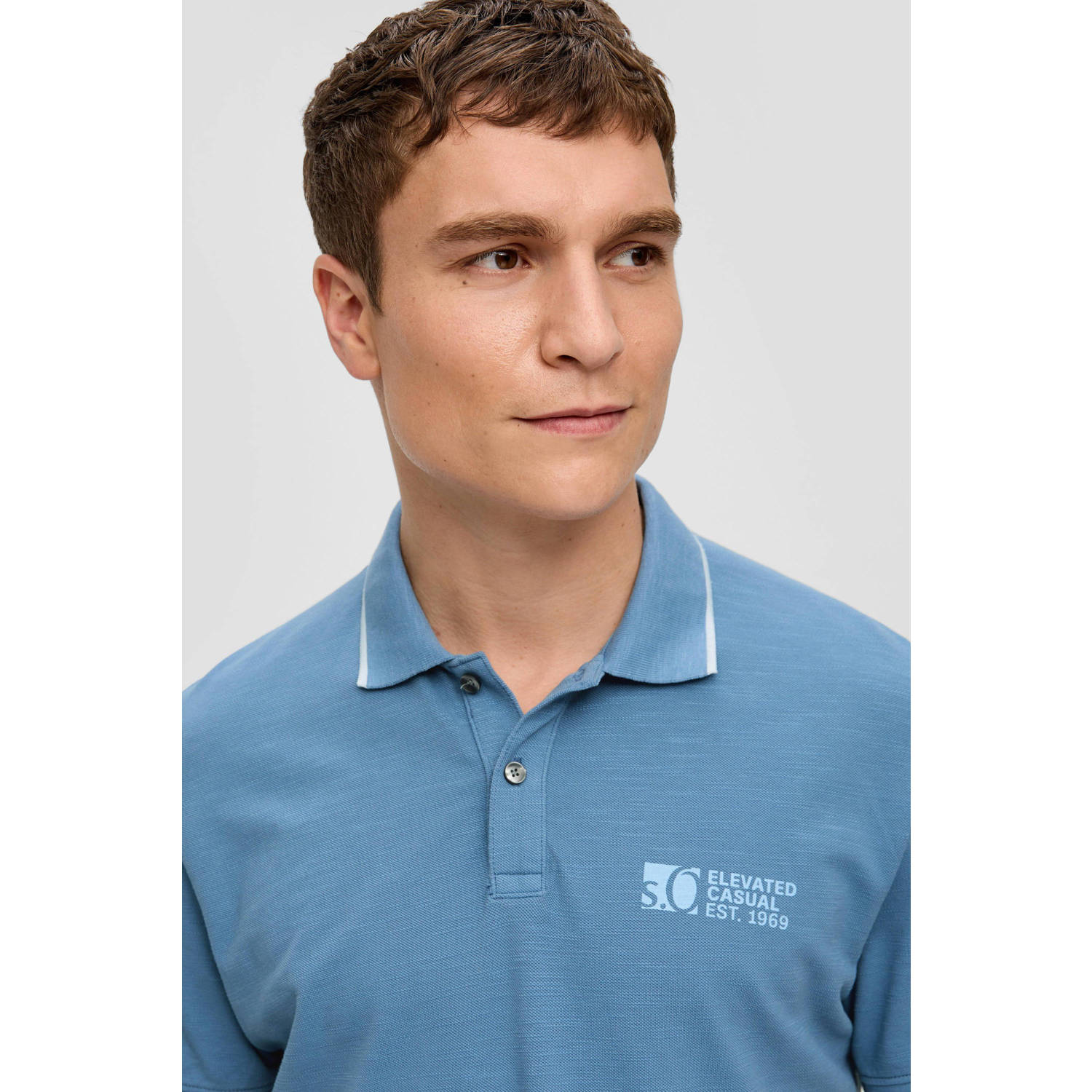 s.Oliver regular fit polo met printopdruk lichtblauw