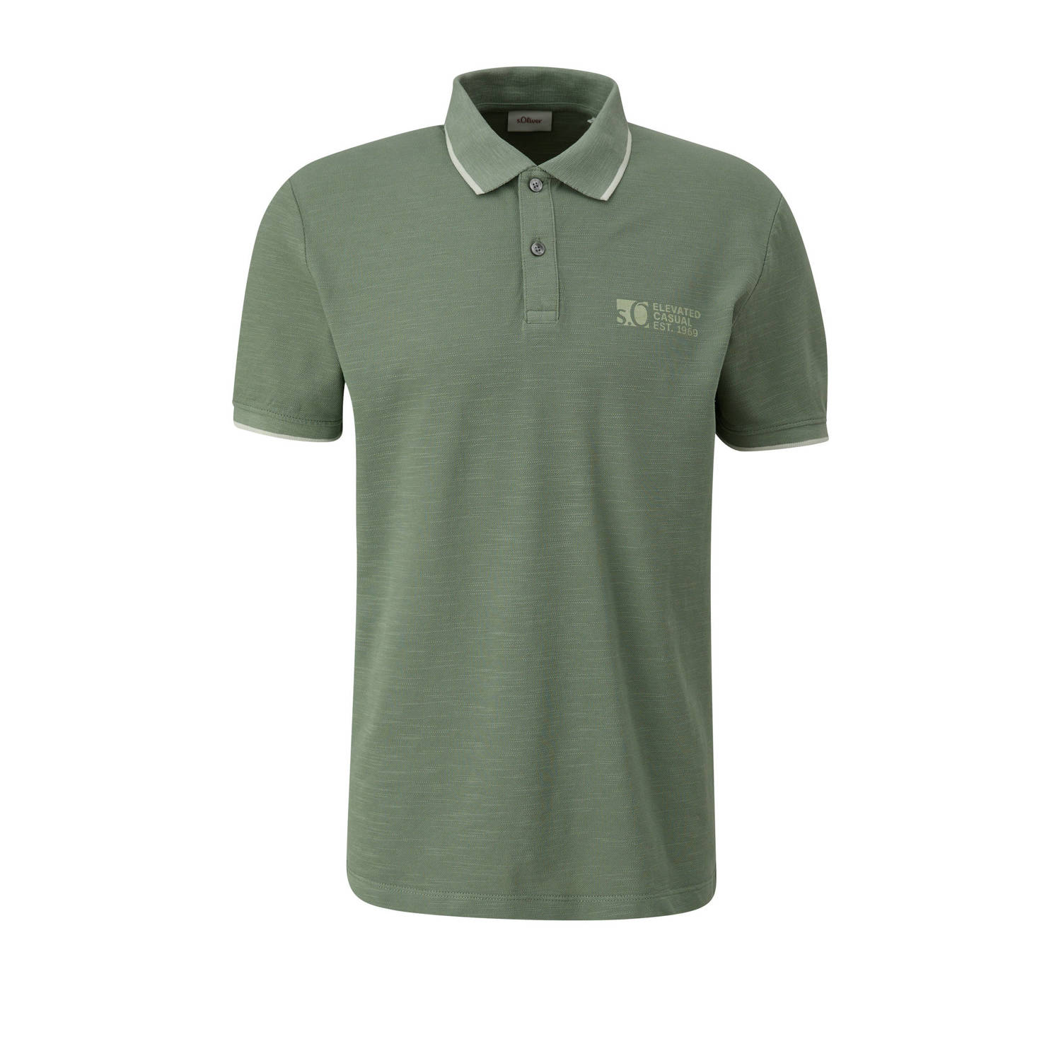 S.Oliver regular fit polo met printopdruk kakigroen